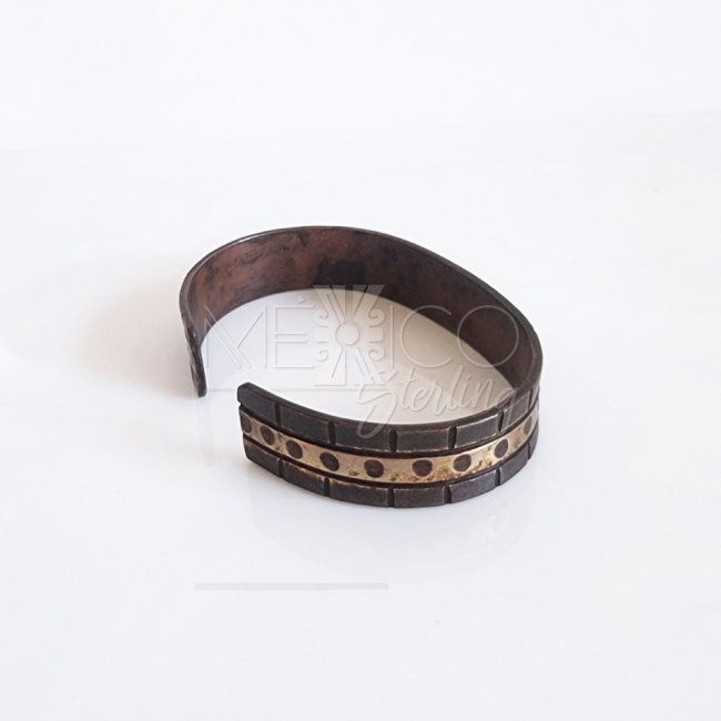 Oxidized Brass and Copper Cuff Bracelet