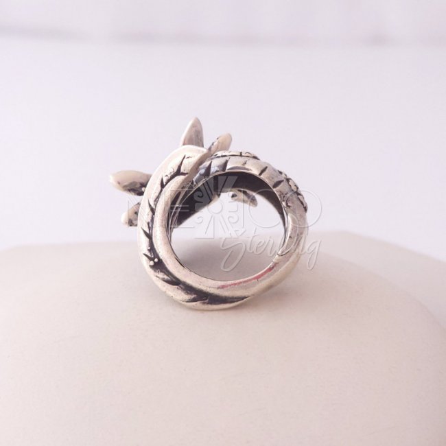 Cute King Axolotl Solid Silver Ring