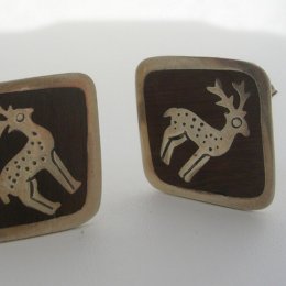 Collectible Los Ballesteros Silver and Rosewood Cufflinks