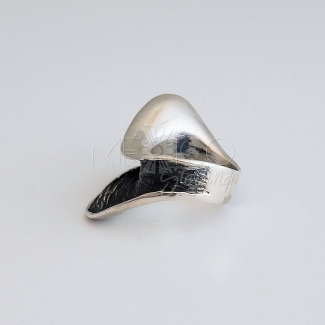 Oxidized Silver Sculptural Wave Ring