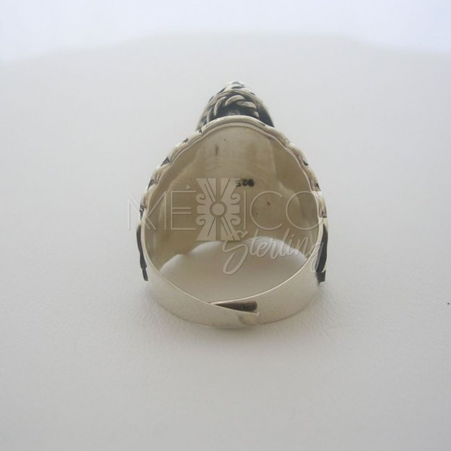 Unisex Sterling Silver Poison Ring, Hopi Style