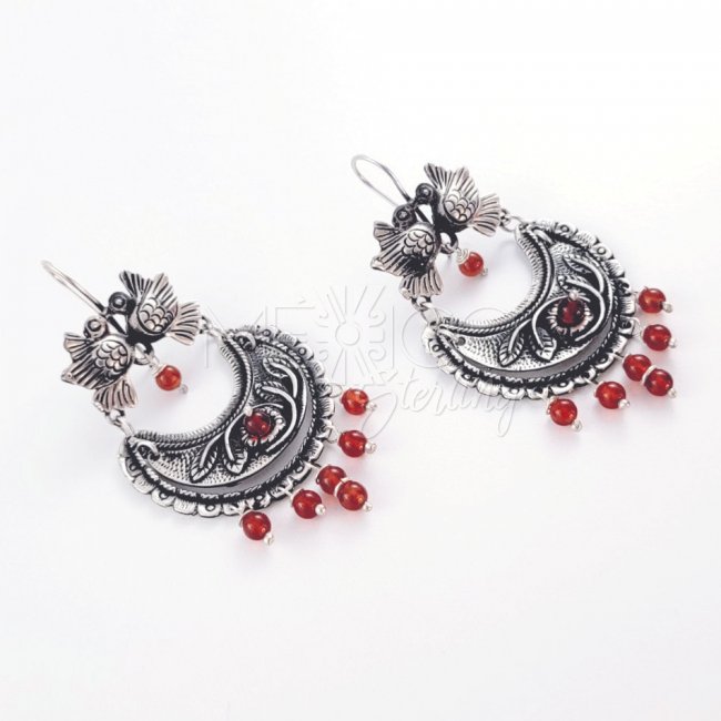Silver Carnelian Love Dangle Earrings