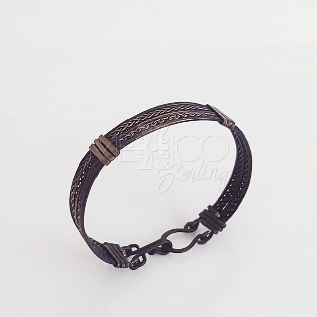 Rustic Oxidized Brass Braided Cuff
