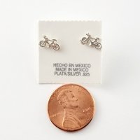 Taxco Silver Miniature Bicycle Post Earrings