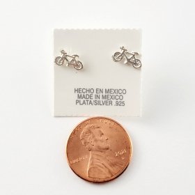 Taxco Silver Miniature Bicycle Post Earrings
