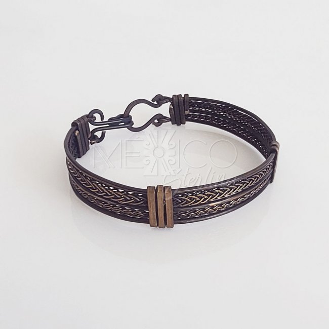 Rustic Oxidized Brass Braided Cuff
